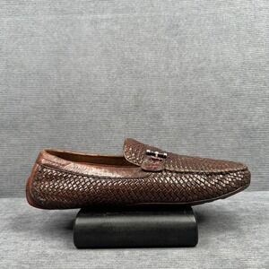 Franco Cuadra  Woven Leather Driving Loafers Brown Slip On Shoes Size 28 MEX